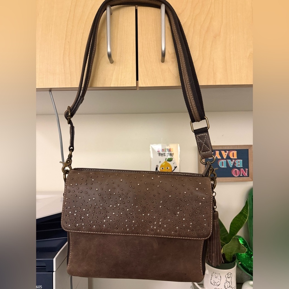 Distressed Buffalo Leather Shoulder Clutch by Gun Tote’n Mamas